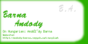 barna andody business card